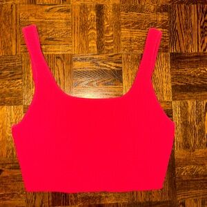 Red Ribbed Crop Top
